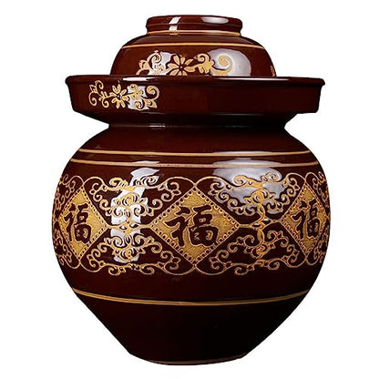 Ceramic Fermentation Crock Jar Kit,Sauerkraut Crock, Traditional Chinese Porcelain Pickle Jar with Water Seal Airlock Lid,Pickle Jar for Fermenting or Pickling Pickl 5.5Kg - size: 5.5Kg