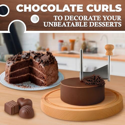 Cheese Curler Wheel – Works with Tête de Moine, Creates Floral Curls – Stainless Steel Blade, Solid Wood Base, Non-Slip Pads | Cheese Wheel Shaver for Rosette Flowers, Charcuterie and Gifting