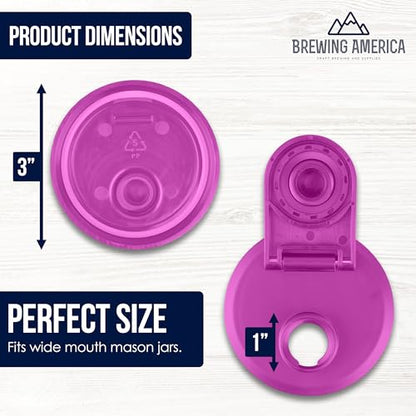 Mason Jar Lids Wide Mouth Plastic 4 Pack - With Flip Cap Screw Top Pouring Spout and Drink Hole - Fits Kerr and Ball Canning Jars - Wet/Dry Food and Liquid Storage - MADE IN USA (Very Berry) - color: Very Berry