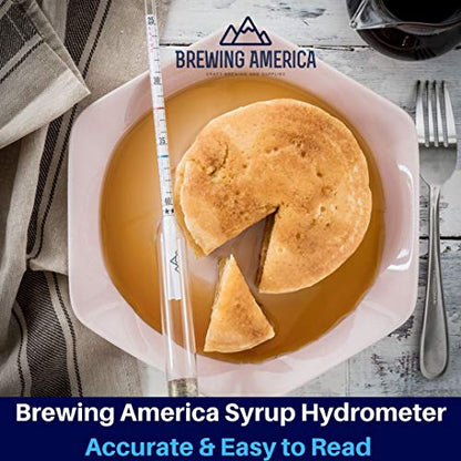 Brewing America USA-Made Maple Syrup Hydrometer - Density Meter for Sugar and Moisture Content Measurement – Made in America - BRIX & Baume Scales - Easy Read Red and Blue Line Calibrated