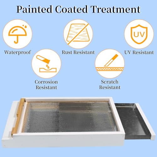 2 Pcs Bee Hive Metal Screened Bottom Board for 8-Frame Hives, Paint Finishing with Entrance Reducer Beehive Metal Screened Bottom Board for 8-Frame Langstroth Hives Beekeeping Supplies - size: 8-Frame