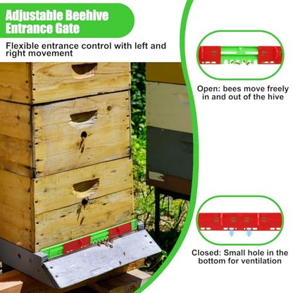 12 Pcs Entrance Reducer and Mouse Guard, for 10-Frame Bee Hive Entrance Reducer, Red Adjustable Door Panel Beehive Entrance Gate, Beekeeper Tool Length 14.76 Inch - size: 14.76in-12P-Beehive Entrance-Green+Red