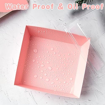 Kucoele Charcuterie Boxes with Clear Lids, 5 Inches, Pink, 20 Pack | Disposable, To Go Paper Dessert Boxes, Bakery Boxes, Small Food Containers, For Cookies, Cupcakes, Strawberries - color: pink