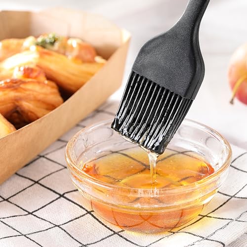 2PCS Silicone Basting Pastry Brush, JJOO Heat Resistant Food Cooking Brush for Oil, Sauce, Baking, BBQ and Grill, BPA Free, Dishwasher Safe (2Pack, Black)