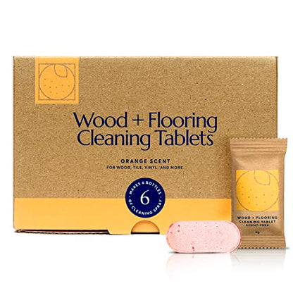 CLEANOMIC Wood and Flooring Cleaning Tablets (6 Pack) - All-Purpose Multi-Surface Household Cleaner Tablets (Orange Scent) - size: 6 Count (Pack of 1)
