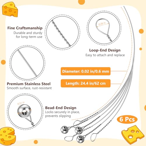 Replacement Cheese Cutting Wires Compatible with Boska Cheese Commander Pro/Pro+, Stainless Steel Cutter Wire Replacement, Fit & Easy to Install for Hard or Semi Hard Block Cheddar & Gouda(6 Pack)