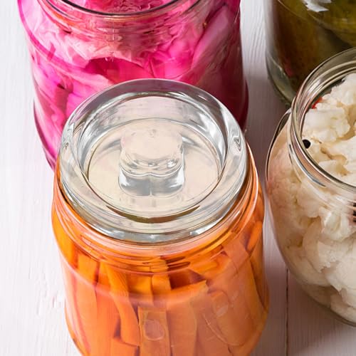Wide Mouth Mason Jar Fermentation Glass Weight Lid, Heavy Jar Weight for Pickles and Fermentor Use, Multi-function Sturdy Glass Fermenting Cover