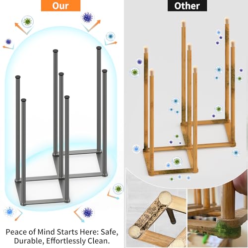 KORRTFID Foldable Bottle Drying Rack, Baby Bottle Drying Rack, Collapsible Cup Draining Holder, Retractable Reusable Storage Bag Dryer with Non-Slip Bottom - Stainless Steels (Starlight Gray) - color: Starlight Gray