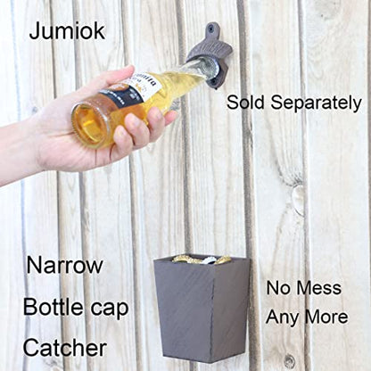 Juimok Retro Narrow Beer Bottle Cap Catcher Wall Mounted Dark Brown Stainless Steel Bottle Top Bucket Narrow - color: Dark Brown