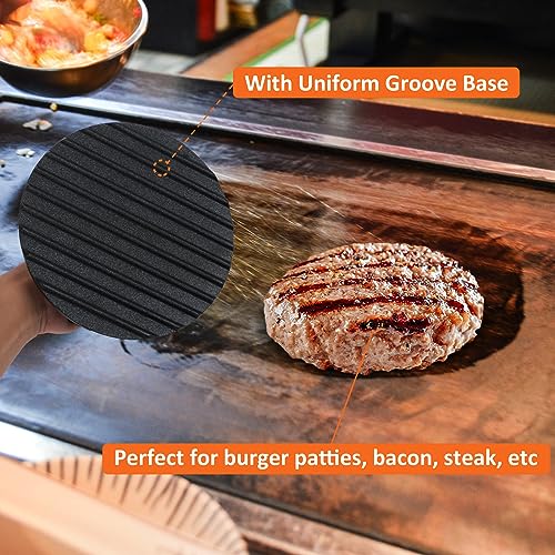 Leonyo Smash Burger Kit, 12" Basting Cover for Griddle, Round Cast Iron Bacon Press Cheese Melting Dome Lid BBQ Accessories for Outdoor Flat Top Grill, Kitchen Cooking