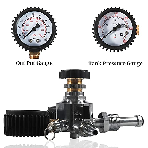 LUCKEG CGA580 Nitrogen Beer Regulator Dual Gauge Gas Air Pressure Regulator with 0-100 PSI Delivery Pressure Premium Double Gauge Nitrogen Keg Regulator with 5ft Gas Line and Free Worm Clamps