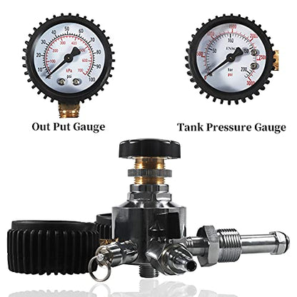 LUCKEG CGA580 Nitrogen Beer Regulator Dual Gauge Gas Air Pressure Regulator with 0-100 PSI Delivery Pressure Premium Double Gauge Nitrogen Keg Regulator with 5ft Gas Line and Free Worm Clamps