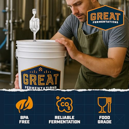 2 Pack 6.5 Gallon Fermenting Buckets with Lids and Handles - BPA-Free Food Grade Fermentation Bucket with Airlocks - Reusable Brewing Containers for Home Brewing Enthusiasts - size: 2-Pack Bucket Kit (2 Lids + 2 Airlocks)