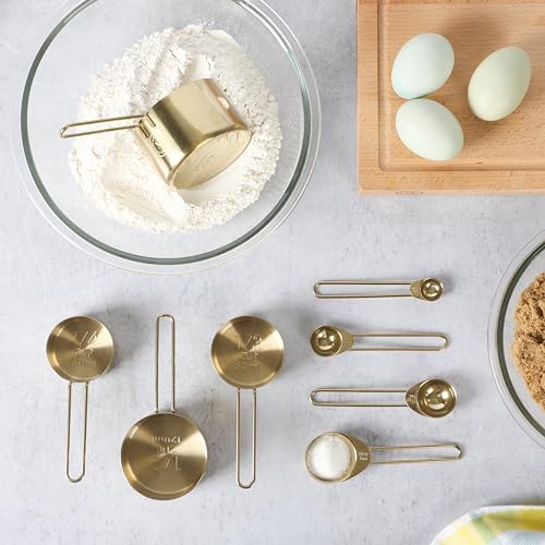 Martha Stewart Richburn 4-Piece Gold Stainless Steel Measuring Spoons Set – Durable and Stylish Kitchen Measuring Tools for Precise Baking and Cooking - color: Gold