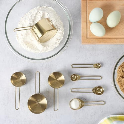 Martha Stewart Richburn 4-Piece Gold Stainless Steel Measuring Spoons Set – Durable and Stylish Kitchen Measuring Tools for Precise Baking and Cooking - color: Gold