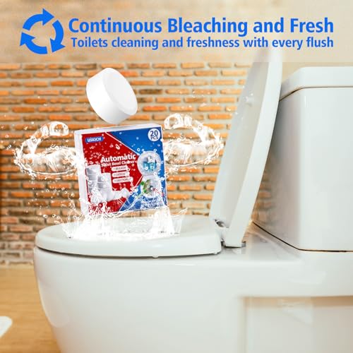 USKICH 20 Pack Toilet Bowl Cleaner Tablets,White Automatic Toilet Tank Cleaners, Long-Lasting Household Toilet Cleaners,Toilet flush Cleaning & Deodorizer - size: 1 Count (Pack of 20)