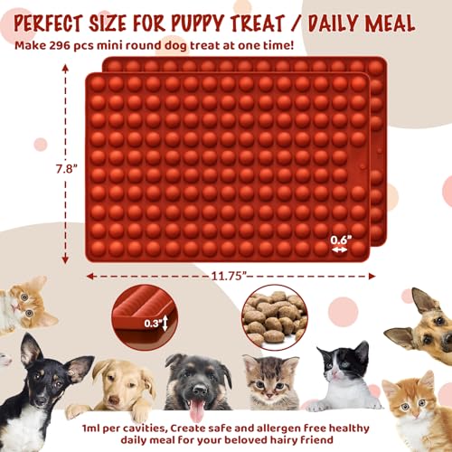 HKNMTT Mini Semi Sphere Shape Molds Silicone, 2x148 Cavities Round Baking Moulds for Dog Treats Snack Candy Chocolate Chip Cookie Wax Yogurt Melts, Oven Safe Small Half Ball Pellet Sheets - style: Mini Semi Sphere 2PCS
