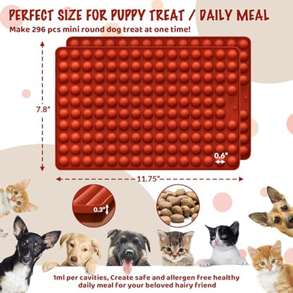 HKNMTT Mini Semi Sphere Shape Molds Silicone, 2x148 Cavities Round Baking Moulds for Dog Treats Snack Candy Chocolate Chip Cookie Wax Yogurt Melts, Oven Safe Small Half Ball Pellet Sheets - style: Mini Semi Sphere 2PCS