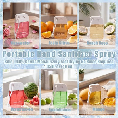 Frienda 12 Pcs Hydrating Hand Sanitizer Spray Scented Pocket Power Mist Hand Sanitizer Travel Size with Keychain Moisturizing Antibacterial Sanitizing Cleans Hands for Women (Diverse) - style: Diverse