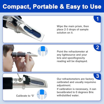 0-90% Brix Refractometer with ATC, High-Accuracy Sugar Content Tester, Pre-Calibrated & Ready to Use, Universal Optical Hydrometer Meter for Honey, Maple Syrup, Jam, Juice, Beverage