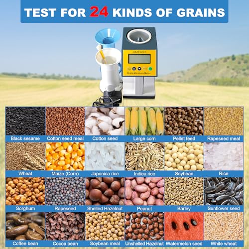 Grain Moisture Meter High Precision Grain Moisture Tester with Temperature Compensation Seed Moisture Meter for 24 Grains including Wheat, Soybean, Coffee and More - color: Test 24 Grains
