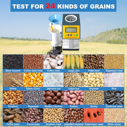 Grain Moisture Meter High Precision Grain Moisture Tester with Temperature Compensation Seed Moisture Meter for 24 Grains including Wheat, Soybean, Coffee and More - color: Test 24 Grains