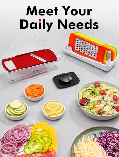 Geedel Professional Mandoline Slicer for Kitchen, Multi Purpose Vegetable Slicer Cutter, Vegetable Cutter Onion Cutter for Veggie Fruit Cheese - color: Red