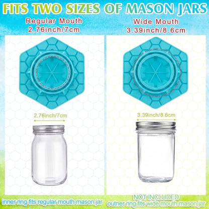 8 Pack Bee Feeder for Mason Jar Bee Watering Station Garden Silicone Sugar Water Feeder Beekeeping Drinking Equipment Tools with Mason Jars for Drinking Water(Teal,Hexagon) - color: Teal, style: Hexagon