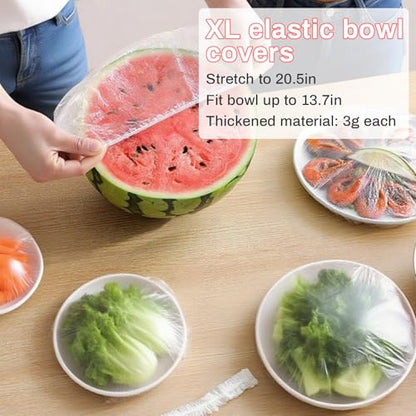 MAQIHAN 100 Bowl Covers Bread Proofing - Extra Large Plastic Wrap for Food Sourdough Bread Baking Rising Elastic Reusable Plate Covers Outdoor Food Fresh Keeping Bags Shower Cap Hair Deep Conditioning - size: Large