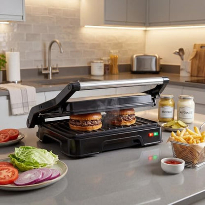 KEINVE Panini Press Grill & Sandwich Maker - 2-Slice, 180° Adjustable Hinge, 900Watt Electric Grill Non-Stick Cast Aluminum Plates for Panini, Steak, Bread & More, Easy to Clean, Perfect for Kitchen - size: 2 Slice