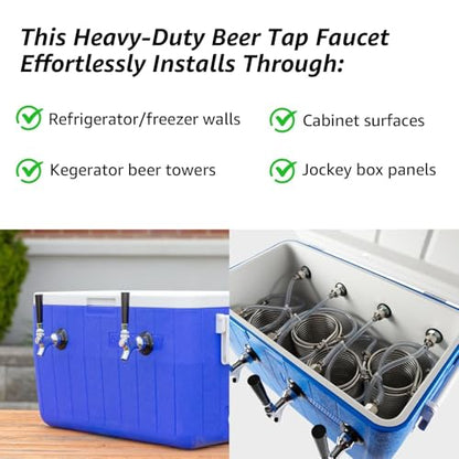 MRbrew 3" Beer Faucet Shank, Stainless Steel Beer Tap Shank with 1/4'' Barb fit Refrigerator/Freezer Walls Cabinet Surfaces Kegerator Beer Towers Jockey Box Panels Homebrew & Bar Draft Beer Dispenser - size: 3" Shank