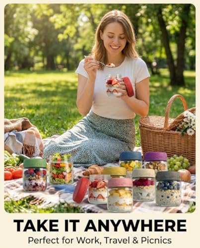 4oz 8Pack Glass Dressing Jars with Leakproof Lids, Containers for Sauce, Salad Dressing, Dips & Snacks – Reusable Glass Food Storage Cups for Lunch Box & Meal Prep(4oz-8Pack) - color: 4oz-8Pack