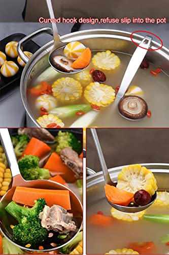TENTA Kitchen Dia 9CM One Piece Stainless Steel Skimmer/Slotted Spoon/Strainer Ladle with Hook and Hole for Easy Hanging,11.5"x 3.6" - size: 3oz Slotted Ladle