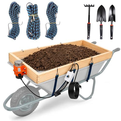 Large Soil Sifter with 40W Adjustable Vibration Motor, 39.3" x 19.6" Automatic Wooden 1/4" Mesh Rocks Dirt Compost Gravel Sifting Screen Gardening Sieve Fits Wheelbarrows,with 3-in-1 Garden Tools Set - size: 1/4" Mesh Soil Sifter with 40W Motor