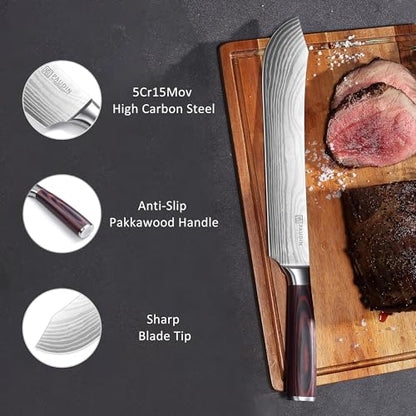 PAUDIN Butcher Knife, 10″ Bullnose Brisket Knife,Forged High Carbon German Steel, Ultra Sharp Edge for Meat Cutting, Ergonomic Handle Design - style: 10" Butcher Knife