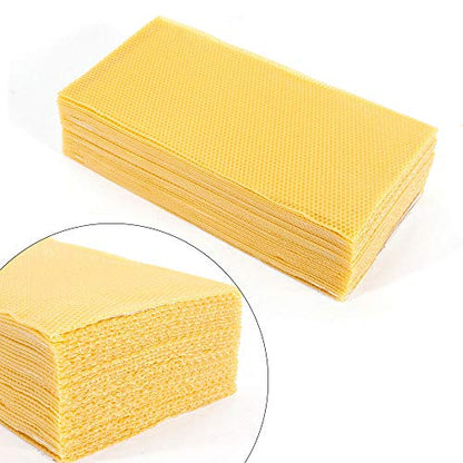 YIYIBYUS Yellow 30pcs Bee Frame Wax Coated Foundation Sheet, Waxed Foundation, Bee Sheets Beekeeping Equipment Kit for Farm,195x415mm