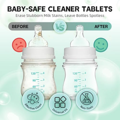 Baby Bottle Washer Detergent Tablets, 150 Count Fast-Dissolving Gentle Formula, Removes Milk Residue Grease & Odor, Compatible with All Brands, for Washer Sterilizer Dryer