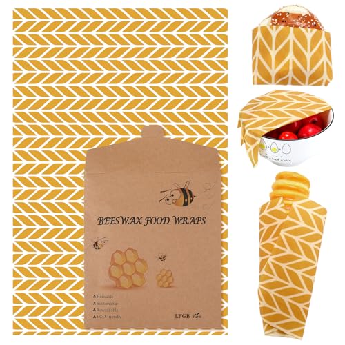 Mindsoft 17 x 23 Inch Reusable Beeswax Food Wrap for Bread Sandwich Wrapper Beeswax Paper Organic Bowl Dishes Covers Sustainable Food Cheese Fruit Snacks Storage Containers Keeper (Fresh Style) - style: Fresh Style
