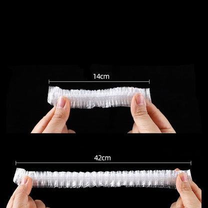 100pcs/bag Disposable Food Containers for Fresh Keeping Bads Storage Covers Kitchen,2x2x0.1cm (14-35cm Stretchable) - color: Transparent1