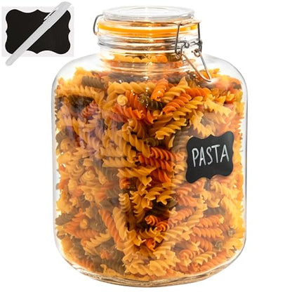 Glass Jars with Airtight Lids Food Storage Jars Leak Proof Canisters with Clear Preserving Seal Wire Clip Fastening for Kitchen Canning Pickling [1 Gallon]