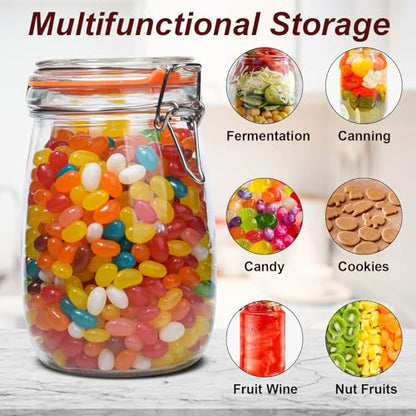 32 oz Wide Mouth Mason Jars,4 Pack Glass Pickling Jars with Airtight Lids,Air Tight Glass Storage Container for Canning,Pickling,Fermenting - color: 32OZ