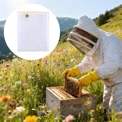 CRASPIRE 4Pcs Honey Strainer Honey Filter Bag in a 5 Gallon Bucket Reusable Ultra-Fine Mesh Strainer with Adjustable DrawstringBeginner Honey Extractor Equipment Washable Bee Supplies for Farmers