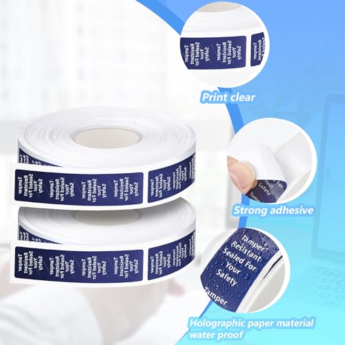 Outus 1000 Pcs Tamper Evident Labels Rolls Adhesive Safety Stickers 0.75 x 3.5'' Tamper Evident Tape for Security Food Delivery Bag Closure Container Box Jar Mailing Packaging Sealing (Navy Blue) - color: Navy Blue