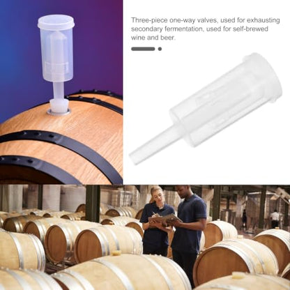 2pcs Plastic Airlocks with Stopper for Home Brew Accessory, Three-piece Lightweight One-way Check Valves for Wine and Beer Fermentation, Easy to Replace for Personal