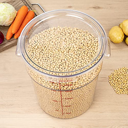 Restaurantware Met Lux 22 Quart Food Storage Container, 1 Round Commercial Storage Container - Lid Sold Separately, With Volume Markers, Clear Plastic Food Prep Bucket, Space-Saving Storage - size: 22 qt, style: 1 Count