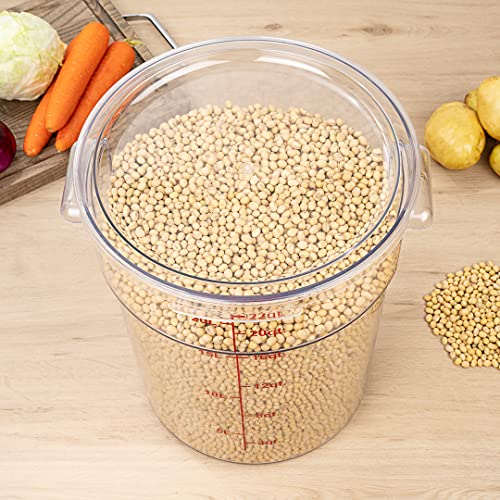 Restaurantware Met Lux 22 Quart Food Storage Containers 10 Round Commercial Storage Containers - Lids Sold Separately With Volume Markers Clear Plastic Food Prep Buckets Space-Saving Storage - size: 22 qt, style: 10 Count