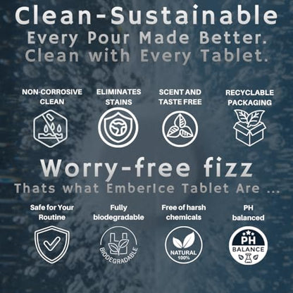 EmberIce Bottle Cleaning Tablets 36 Count | No Scrubbing, Biodegradable | Deep Cleans Bottles, Tumblers, Straws & Lids | Stainless Steel, Plastic & Silicone Safe | Fast Dissolve