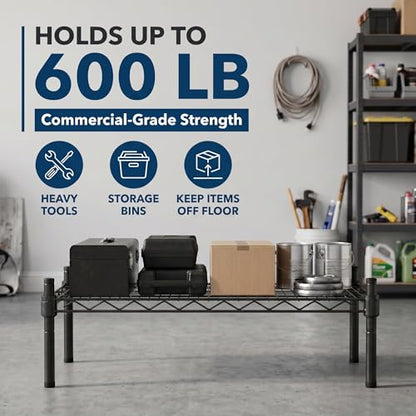 12" x 36" x 8" Black Epoxy Wire Storage Shelf, Dunnage Rack, Commercial 1 Tier Small Shelf - color: Black, size: 12"D x 36"W x 8"H