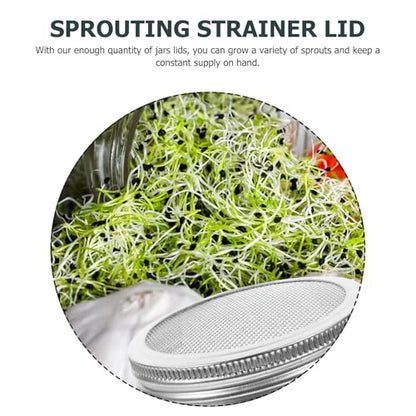 VALICLUD 4Pcs Stainless Steel Sprouting Jar Lids 70Mm Wide Mouth Mason Jar Screens Ventilation Covers for Growing Alfalfa Mung Bean Sprouts