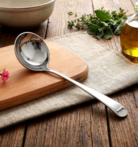 7.9 Inch Small Soup Ladle, Stainless Steel Gravy Ladle Stainless Steel Mirror Polished for Spooning Sauces or Gravies (Silver)